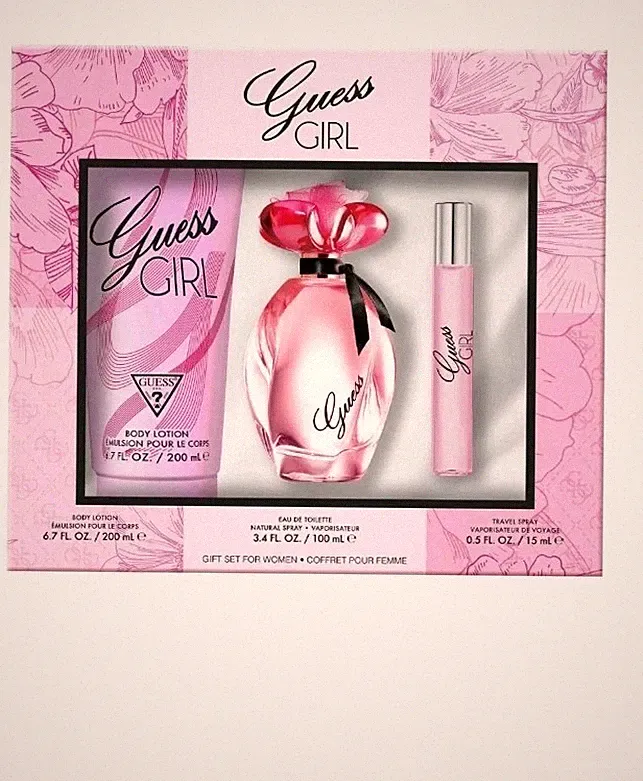 GUESS Girl Eau de Toilette 3 Piece Gift Set - Perfume Spray 3.4 Fl. Oz., Travel